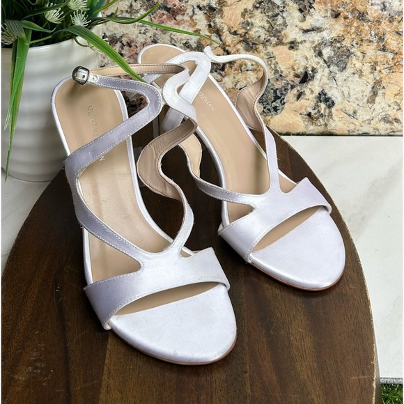 Stuart Weitzman Mariposa white Satin Sandal size 8 women Bride shoes - Picture 4 of 14